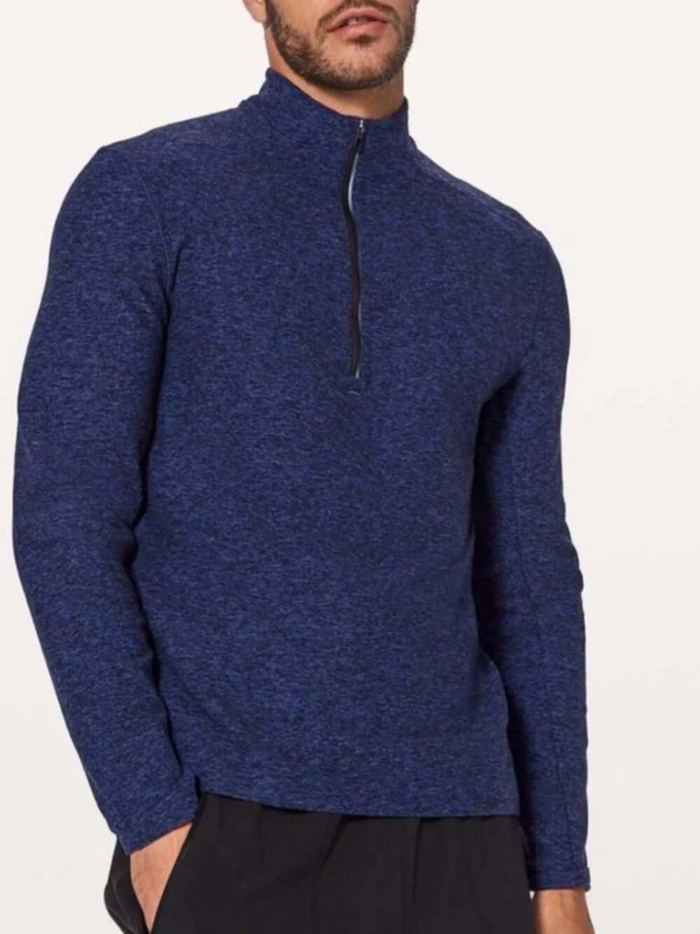 Lululemon Surge Warm 1/2 Zip Heathered Cerulean Blue Black Men’s Large